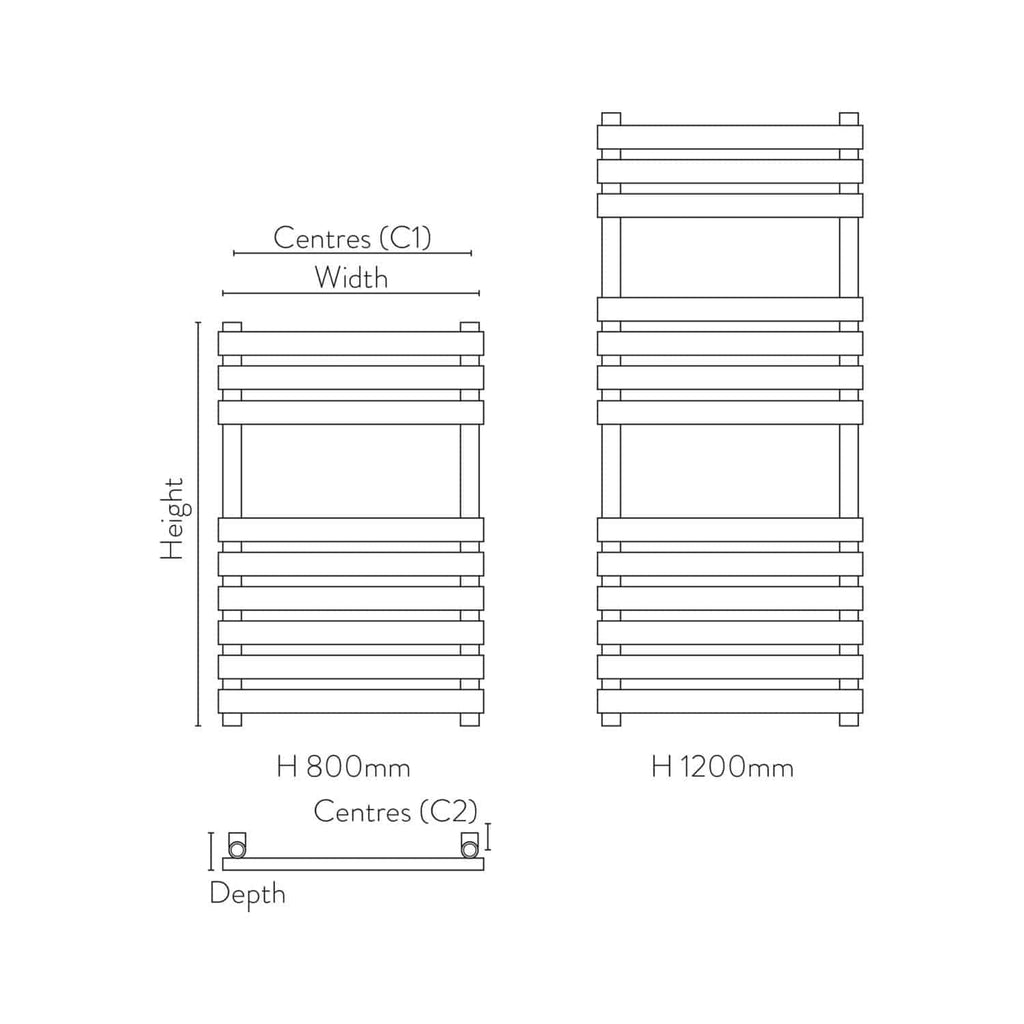 Versatile radiator design for bathrooms with detailed size specifications suitable for modern home heating solutions.