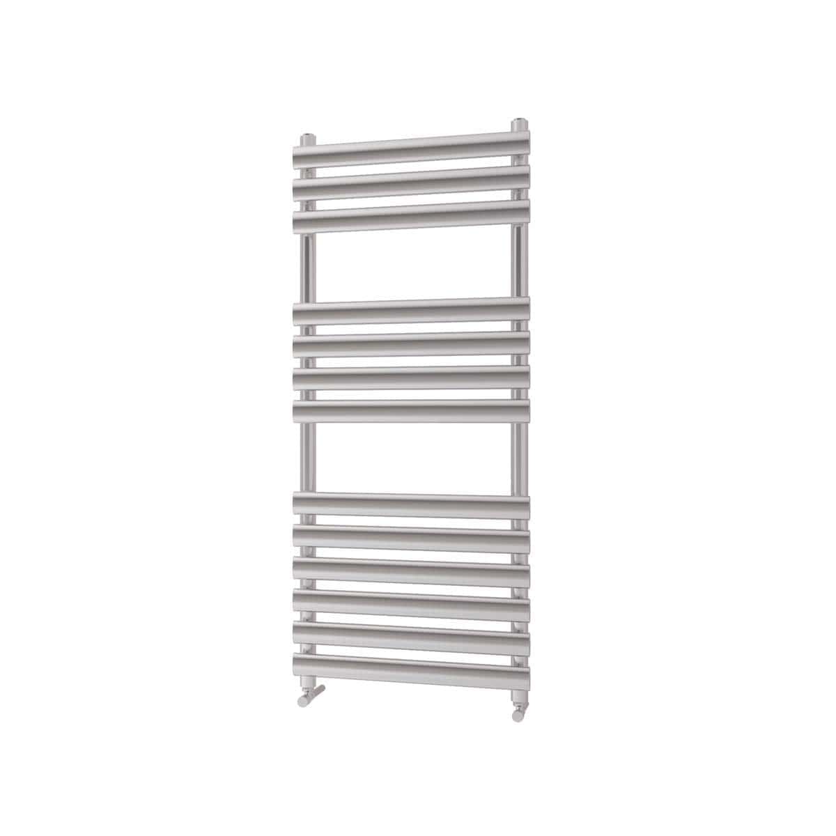 Chrome towel radiator for bathroom heating and towel drying, modern heated towel rail, sleek design, wall-mounted, energy-efficient, perfect for contemporary bathroom decor.