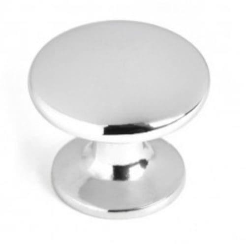 Polished chrome cabinet door knob for bathroom furniture, modern and stylish.