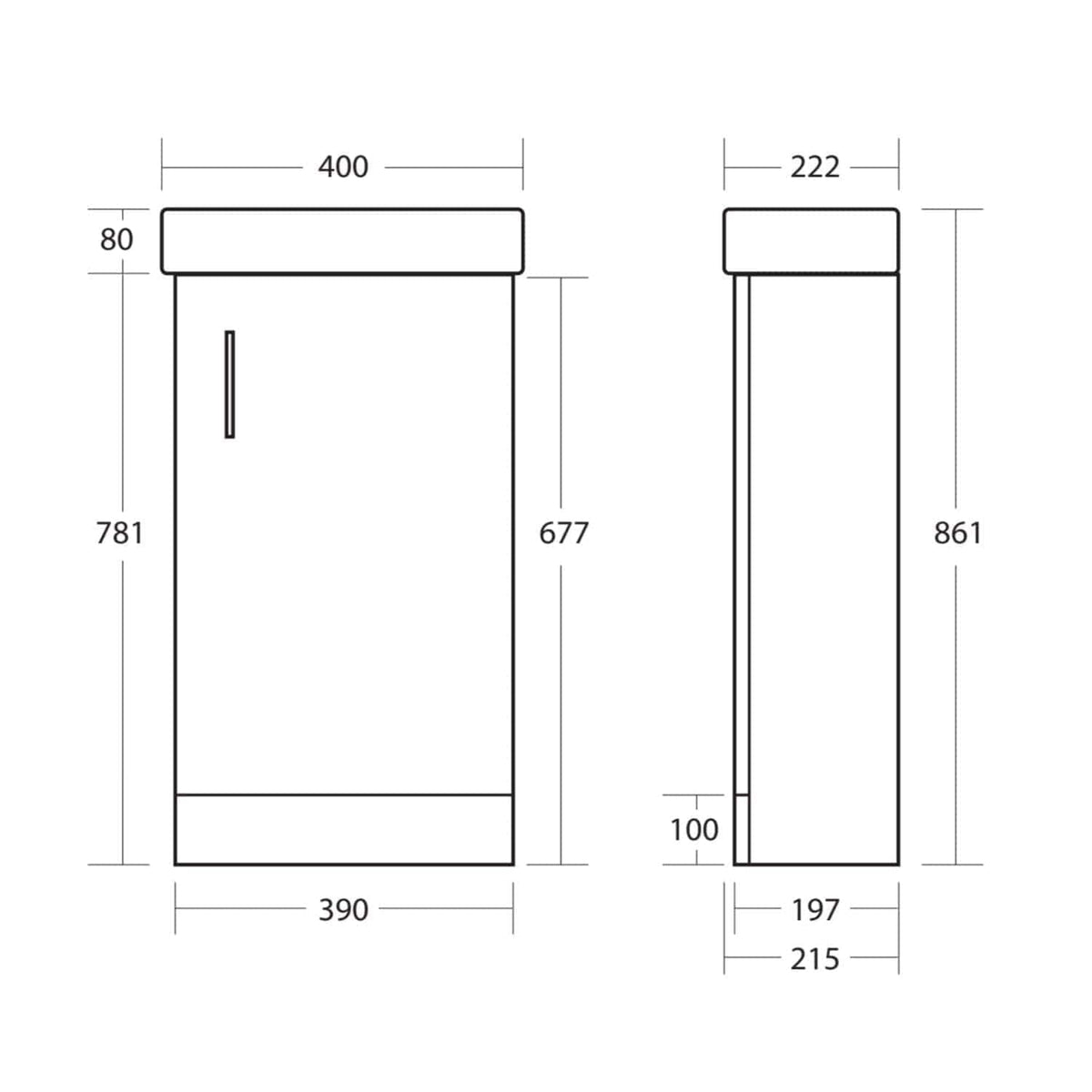 Slimline bathroom cabinet with detailed measurements for space-efficient storage, featuring a sleek design suitable for modern bathrooms. Ideal for organising toiletries and essentials.