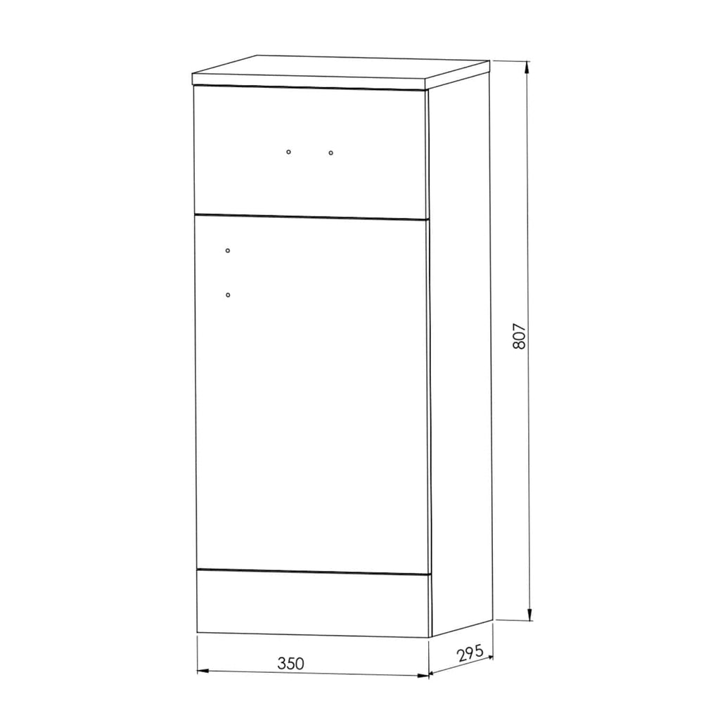 Modern bathroom storage cabinet with sleek lines, ideal for organising bathroom essentials, crafted for durability and style. Fits seamlessly into contemporary bathroom designs.