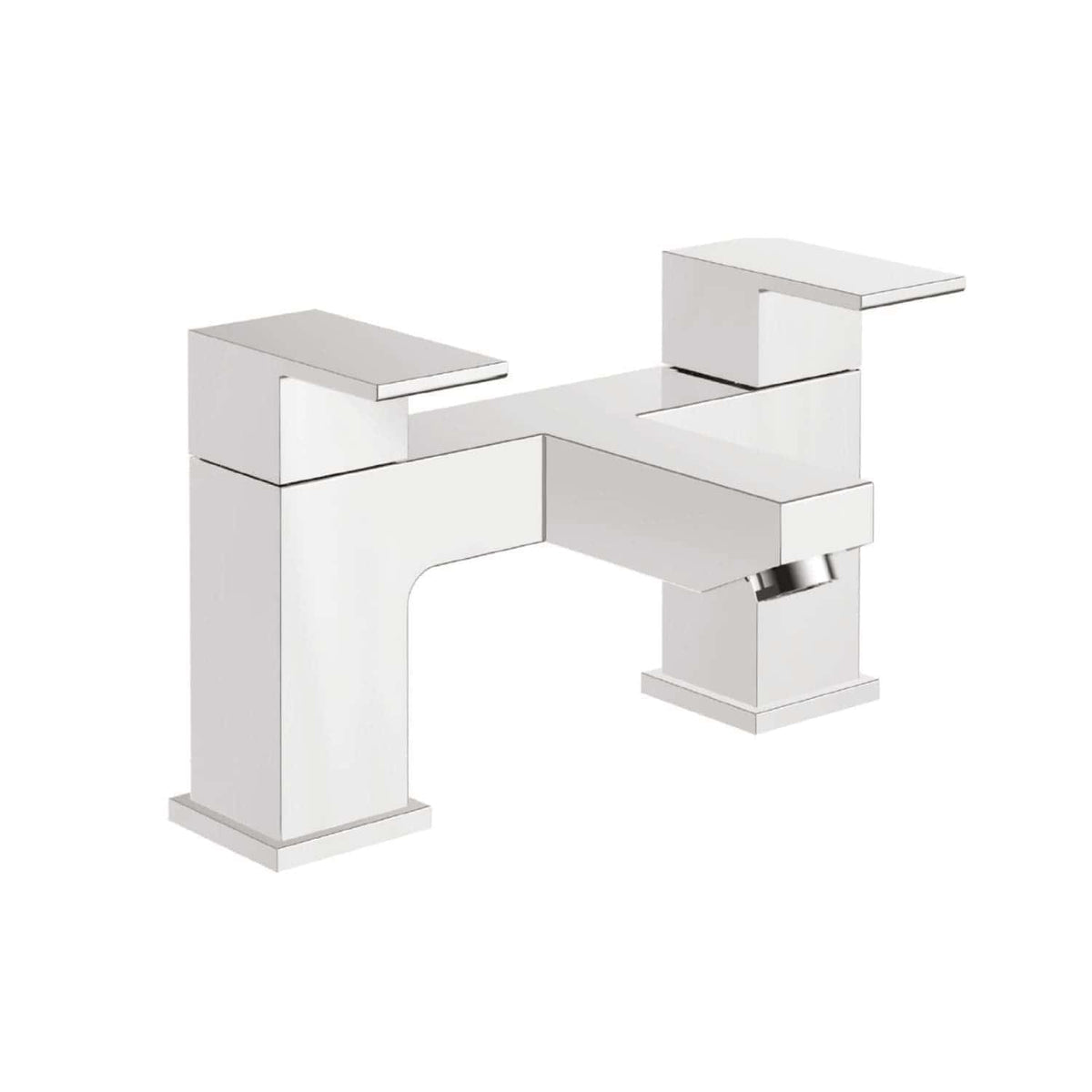 Sleek white modern bathroom sink mixer tap with angular design, perfect for contemporary bathrooms, featuring a single lever for easy hot and cold water control.
