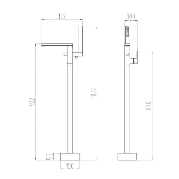 High-quality bathroom tap design with precise measurements, ideal for modern bathroom renovations, offering durability and style.