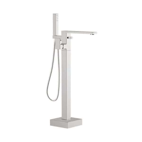 Modern freestanding bathroom tap with handheld shower head and sleek design for contemporary bathrooms, ideal for enhancing bathing experience.