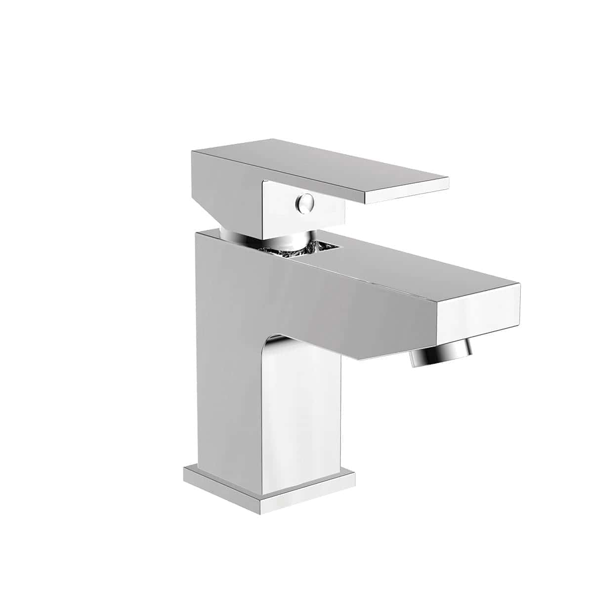 Contemporary chrome bathroom faucet with sleek, minimalist design for modern bathrooms. Easy to operate with durable construction, ideal for stylish and functional bathroom fittings.
