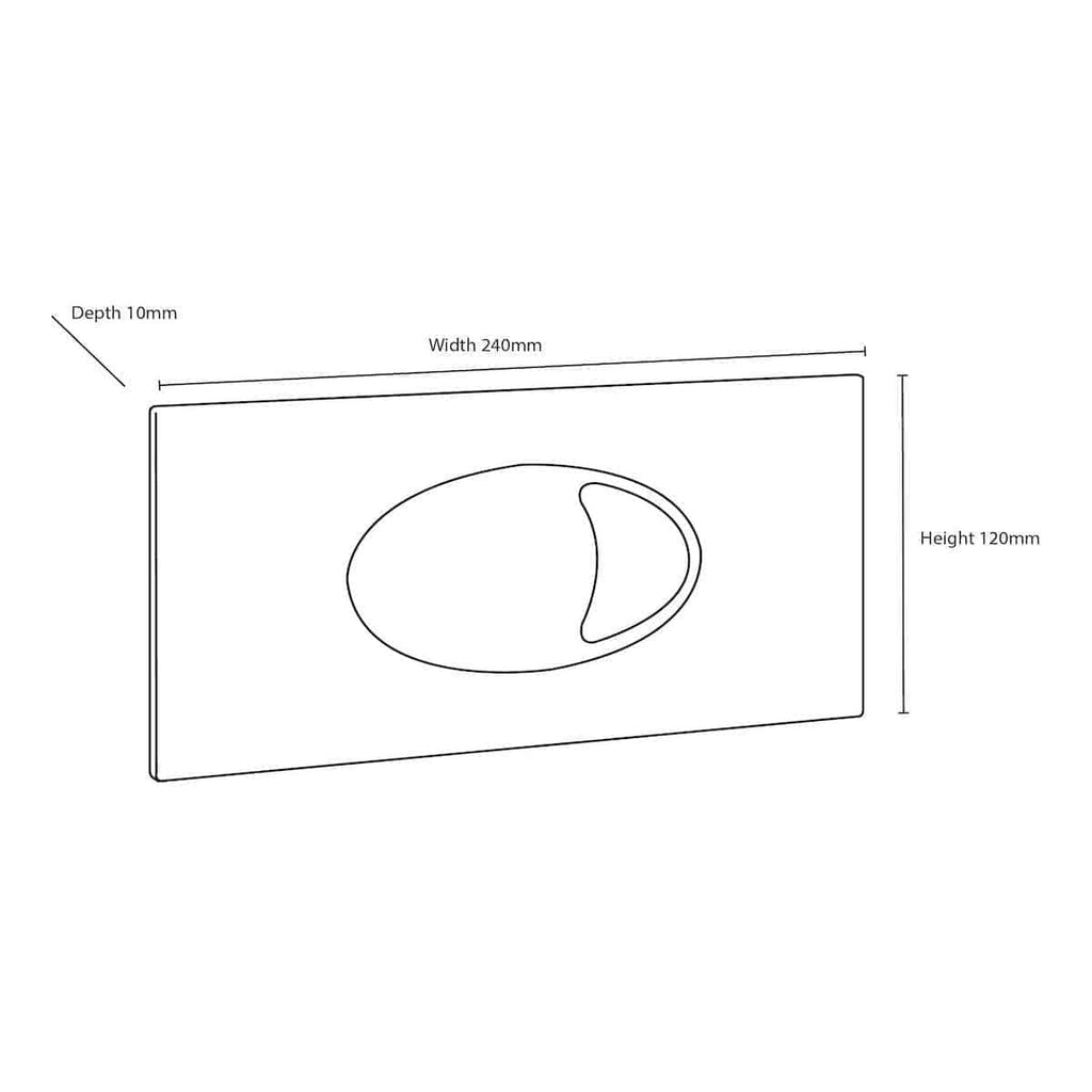 Elegant bathroom extractor fan with 240mm width, 120mm height, and 10mm depth, designed for optimal ventilation and moisture control in modern bathrooms.