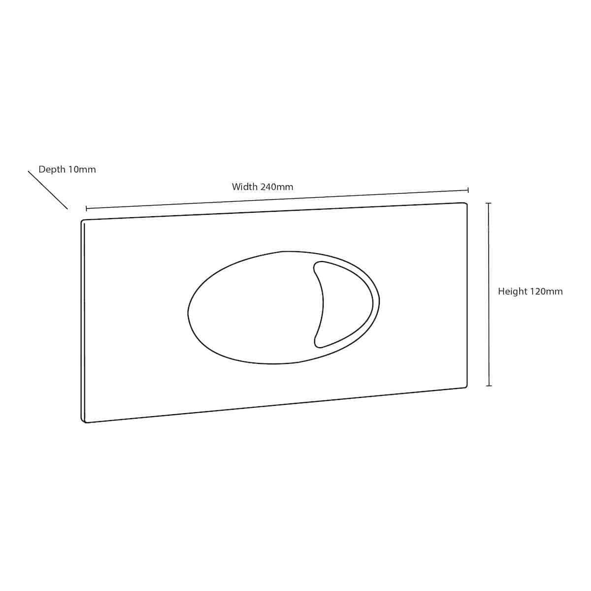 Elegant bathroom extractor fan with 240mm width, 120mm height, and 10mm depth, designed for optimal ventilation and moisture control in modern bathrooms.