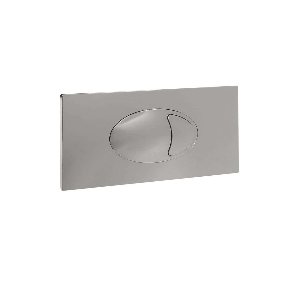 Sleek modern toilet flush plate in stainless steel, designed for contemporary bathroom renovations and eco-friendly water savings. Perfect for concealed cistern installations.