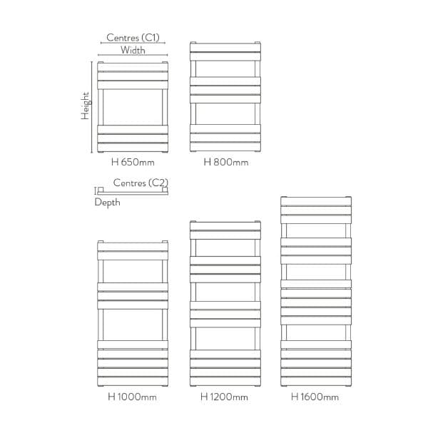 High-quality bathroom storage units with dimension options for customised fit, including 650mm, 800mm, 1000mm, 1200mm, and 1600mm heights, designed for modern Bubly bathrooms.