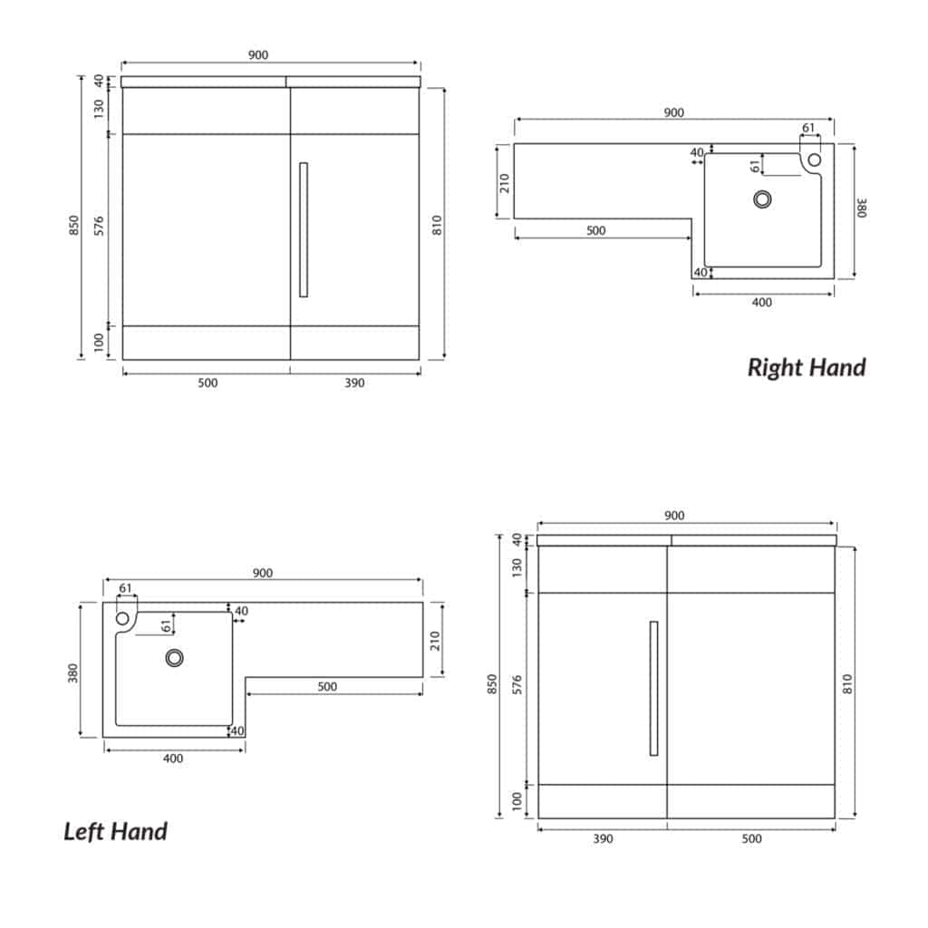 High-quality bathroom vanity unit with integrated sink, measurements included, ideal for modern bathrooms, designed for functionality and style.