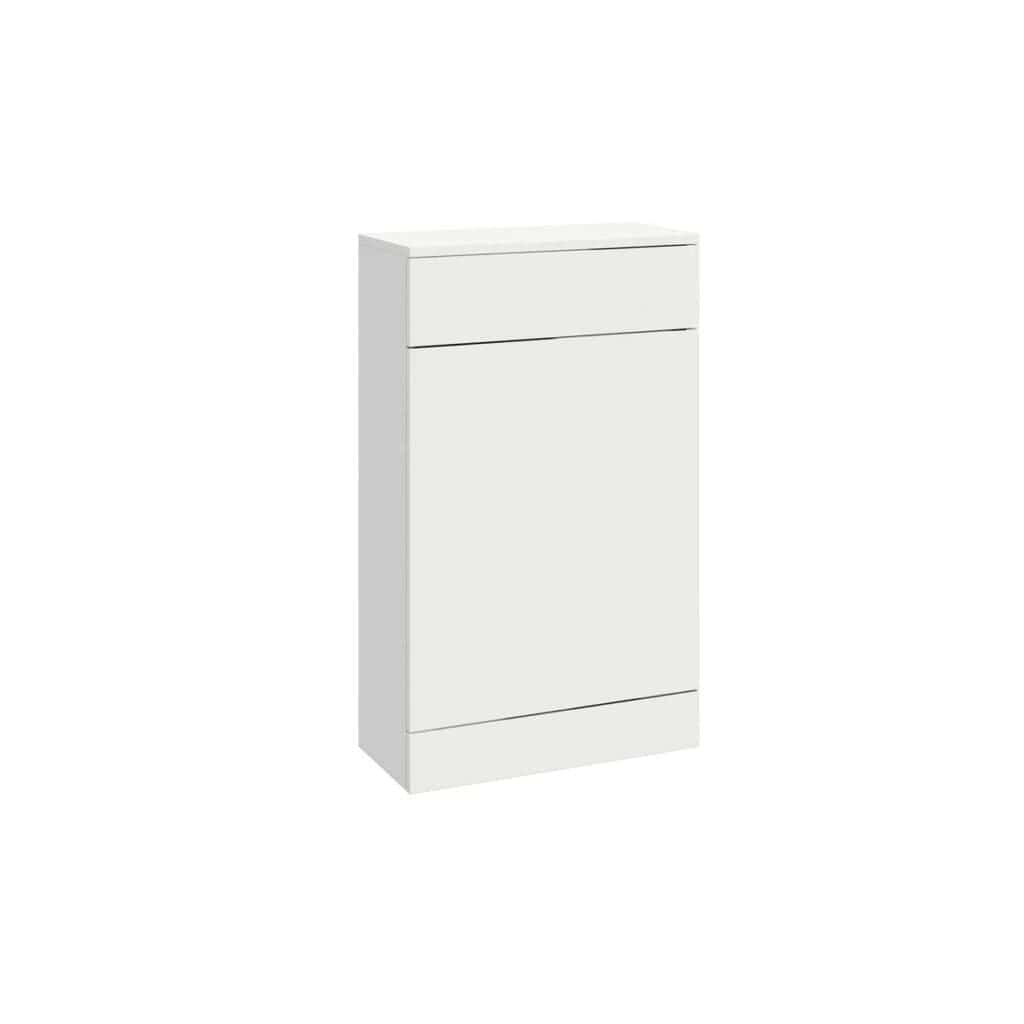 Modern white bathroom storage cabinet with clean lines and sleek design, ideal for organised bathroom spaces. Perfect for bathroom storage solutions or bathroom furniture.