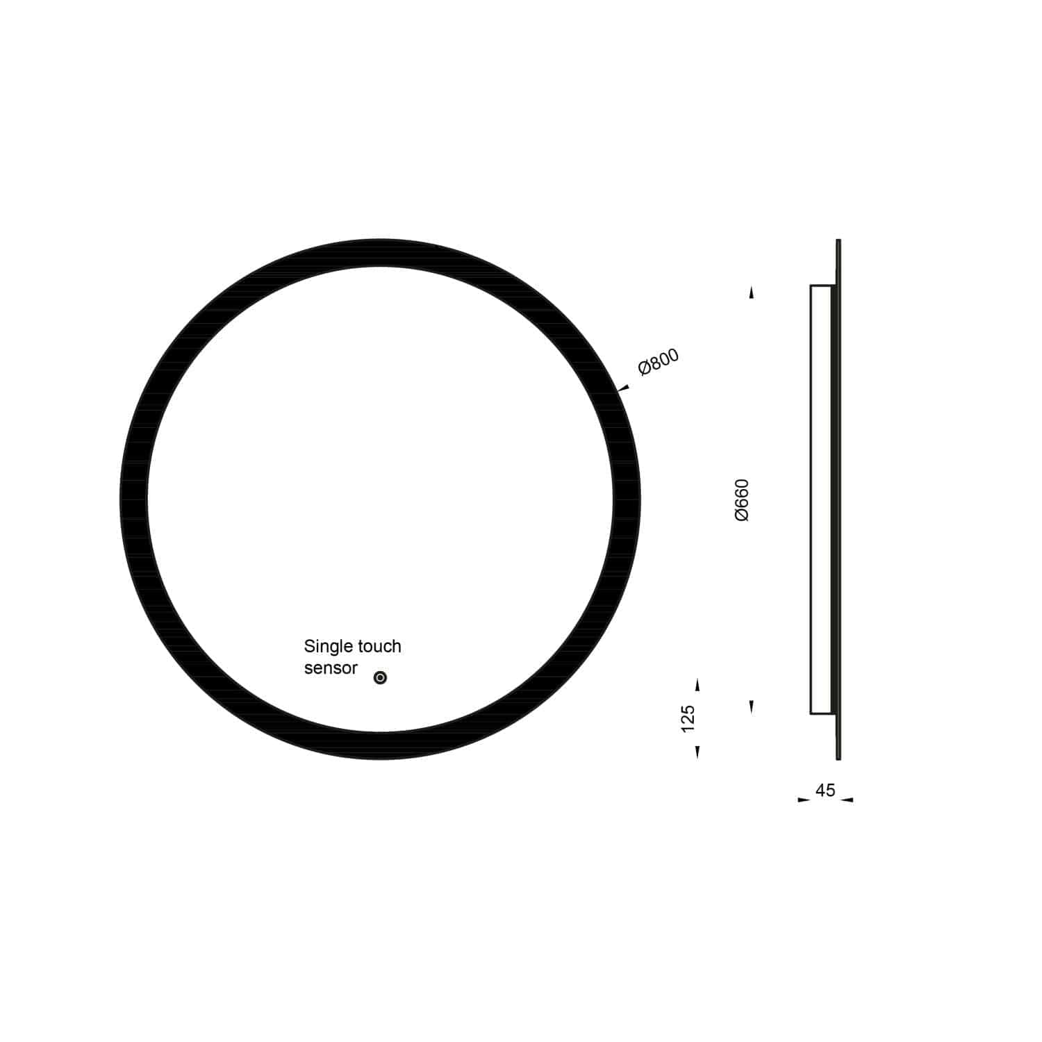 Compact round touchless bathroom sensor light with adjustable dimensions, ideal for modern bathroom decor and hands-free lighting solutions. Perfect for enhancing convenience and hygiene in bathrooms.