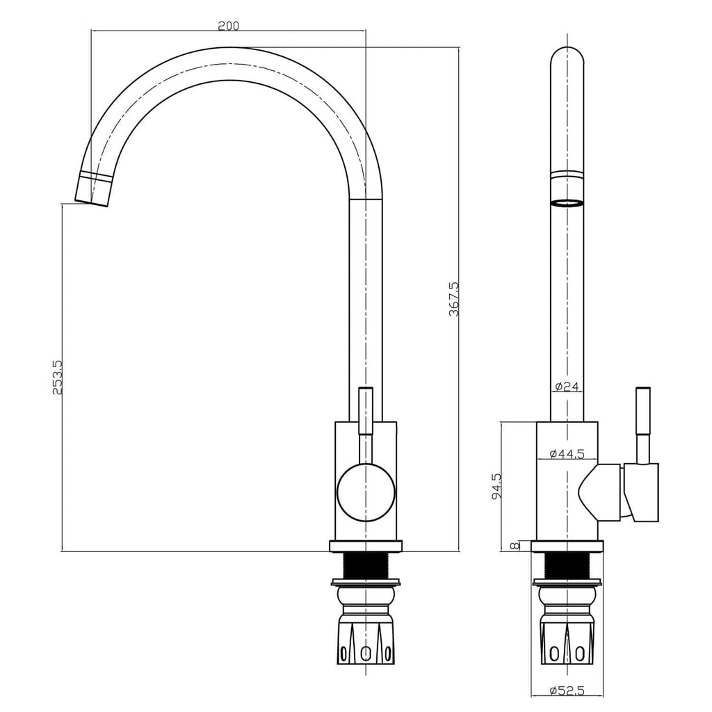 Sleek modern chrome kitchen tap with high arc spout and single lever control, ideal for contemporary kitchen sinks. Designed for precision and durability, this stylish fixtures enhances any modern kitchen decor.