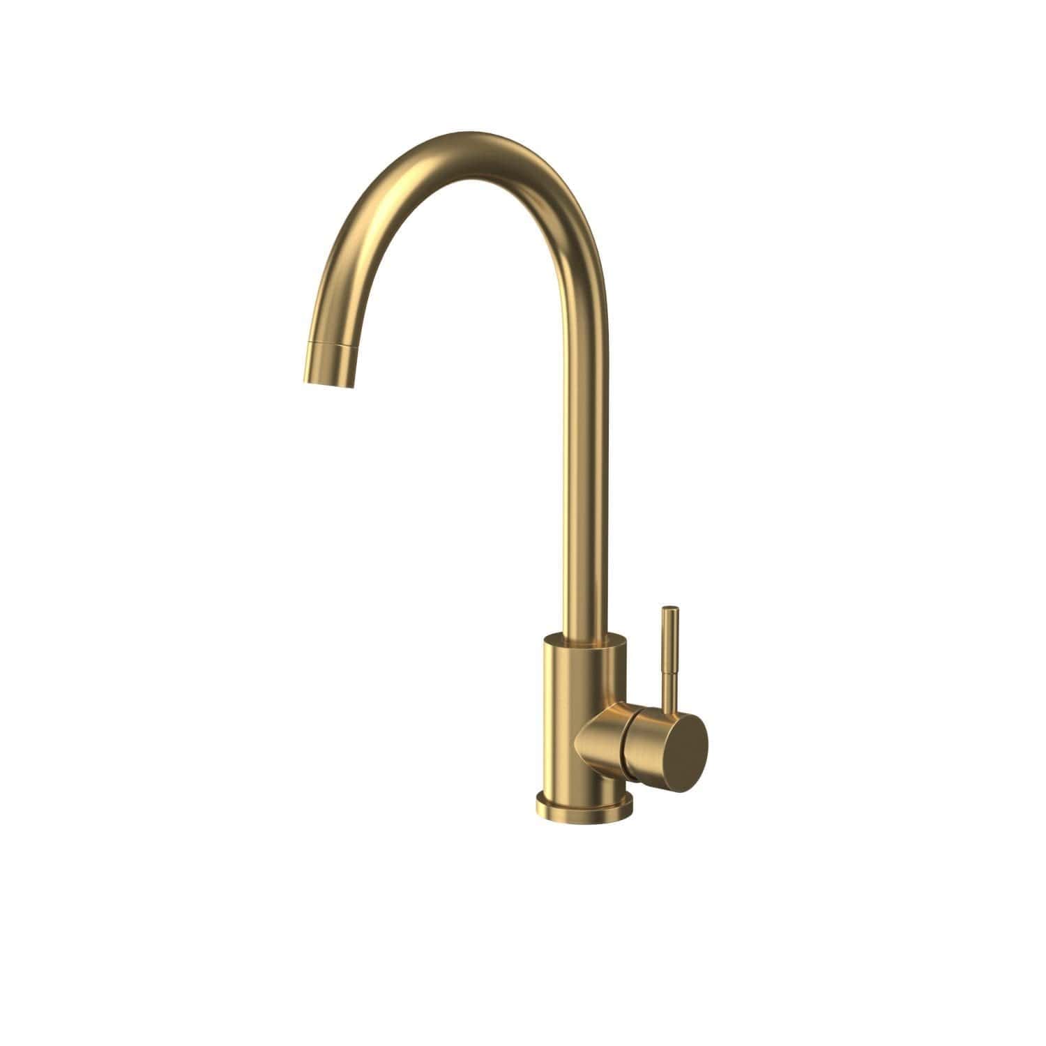Sleek gold kitchen sink tap with modern design, ideal for contemporary bathroom and kitchen renovations, durable and stylish fixture for modern homes.
