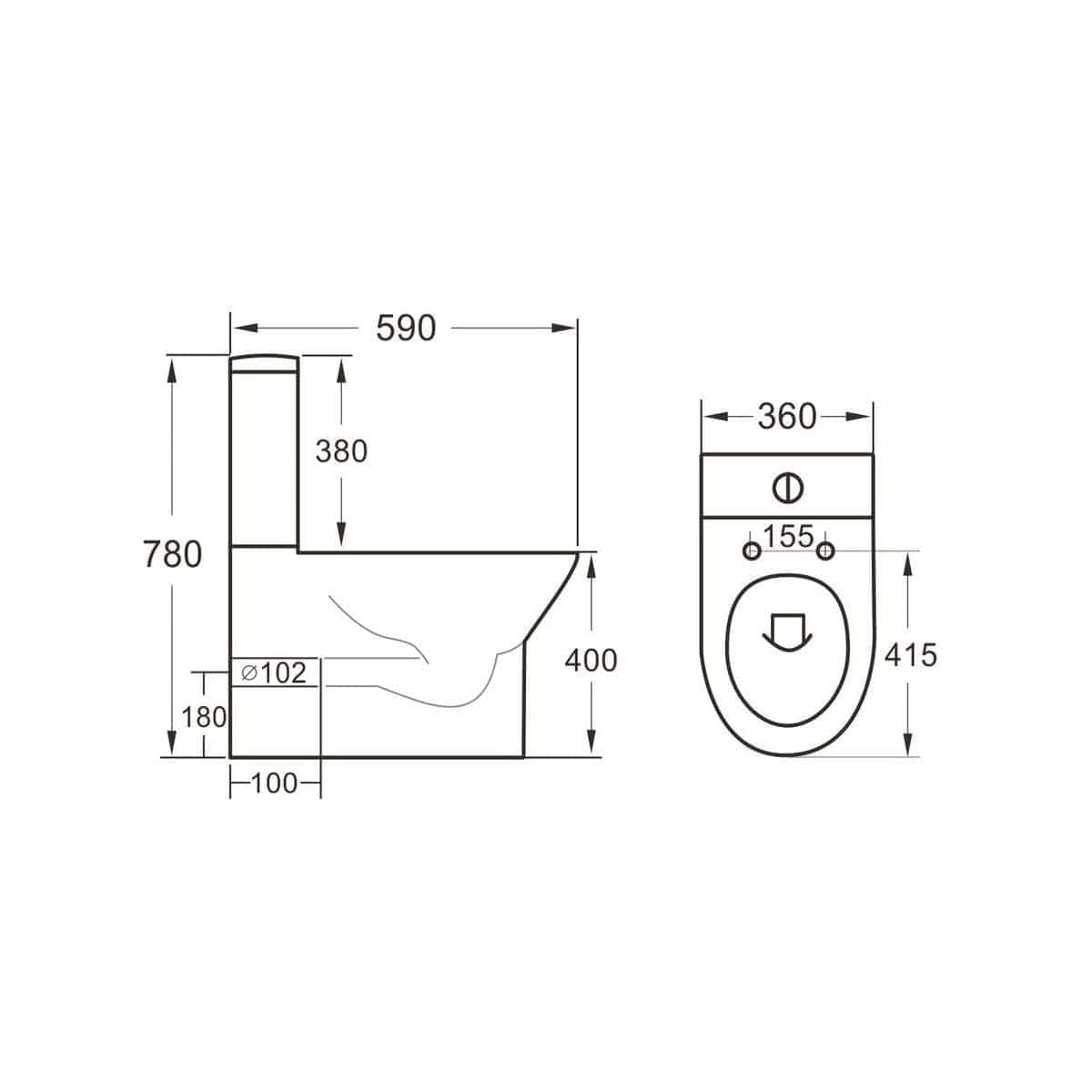 Modern disabled accessible toilet with detailed technical dimensions for bathroom design and installation. Suitable for commercial and residential bathroom renovations focusing on accessibility and space planning.