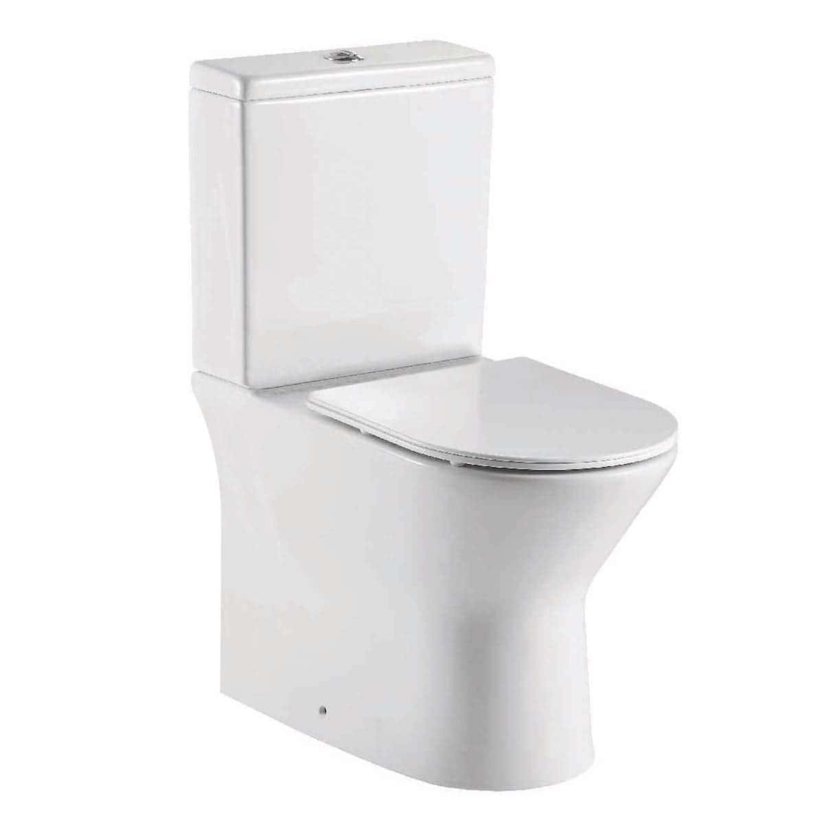 Sleek modern white close-coupled toilet with dual flush system, ideal for contemporary bathrooms. Designed for efficiency, comfort, and easy cleaning, perfect for upgrading your bathroom decor.