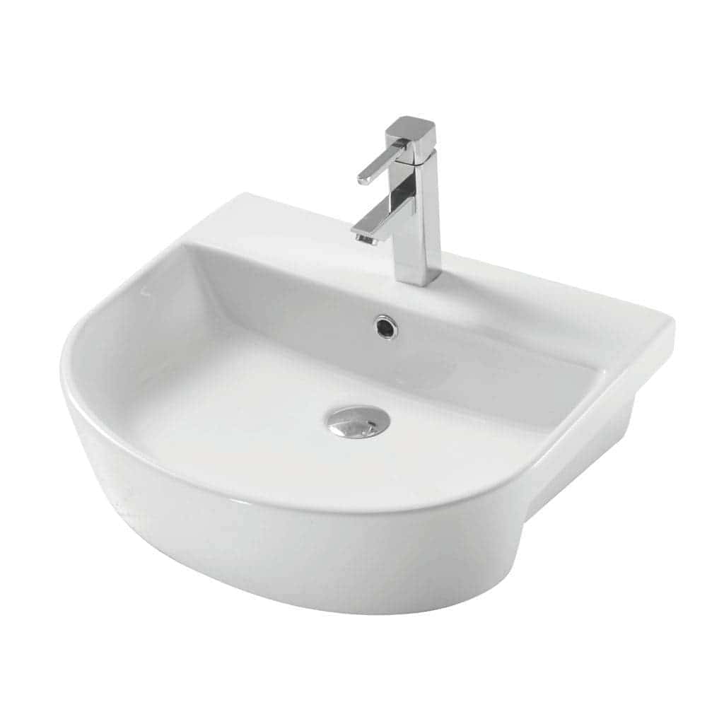 Modern white bathroom sink with chrome single-lever tap for stylish Bubly Bathrooms. Perfect for contemporary bathroom design and water efficiency.
