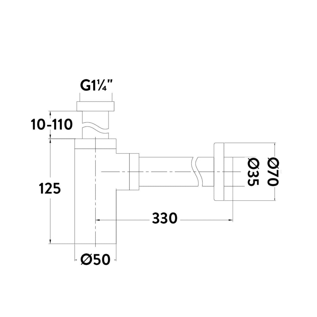High-quality technical plumbing diagram for Bubly Bathrooms, showcasing precise measurements and specifications of bathroom fixture components, ideal for plumbing installations and renovations.
