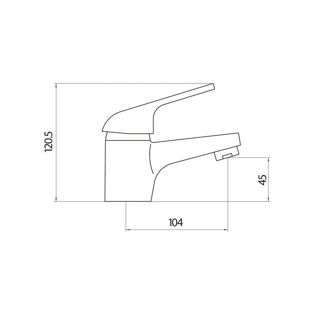 Modern bathroom tap design with precise measurements for installation, featuring a sleek and functional style ideal for contemporary bathrooms.