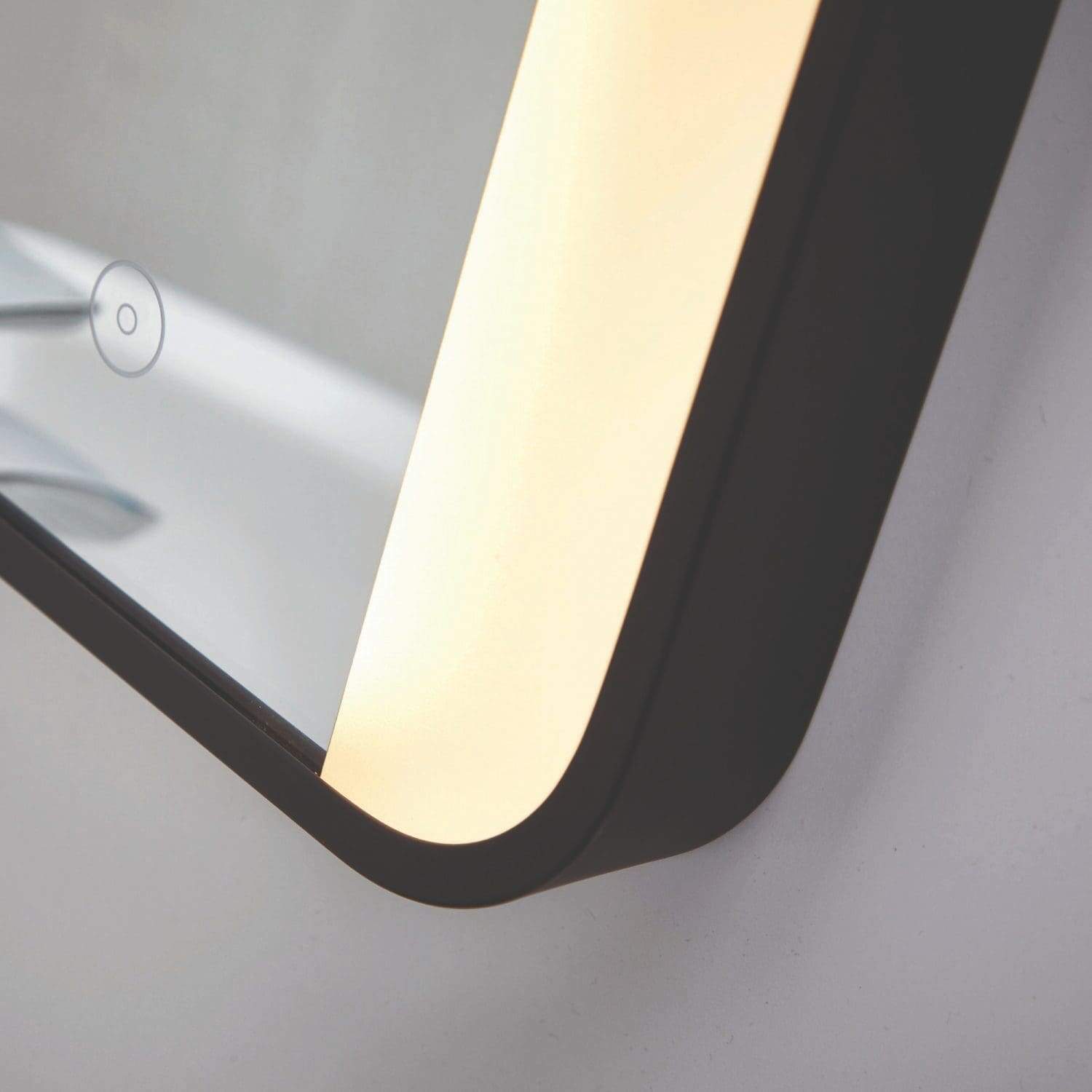 Elegant illuminated bathroom mirror with built-in LED lighting for modern bathrooms, enhancing space and style. Perfect for grooming and adding a contemporary touch to your bathroom decor.
