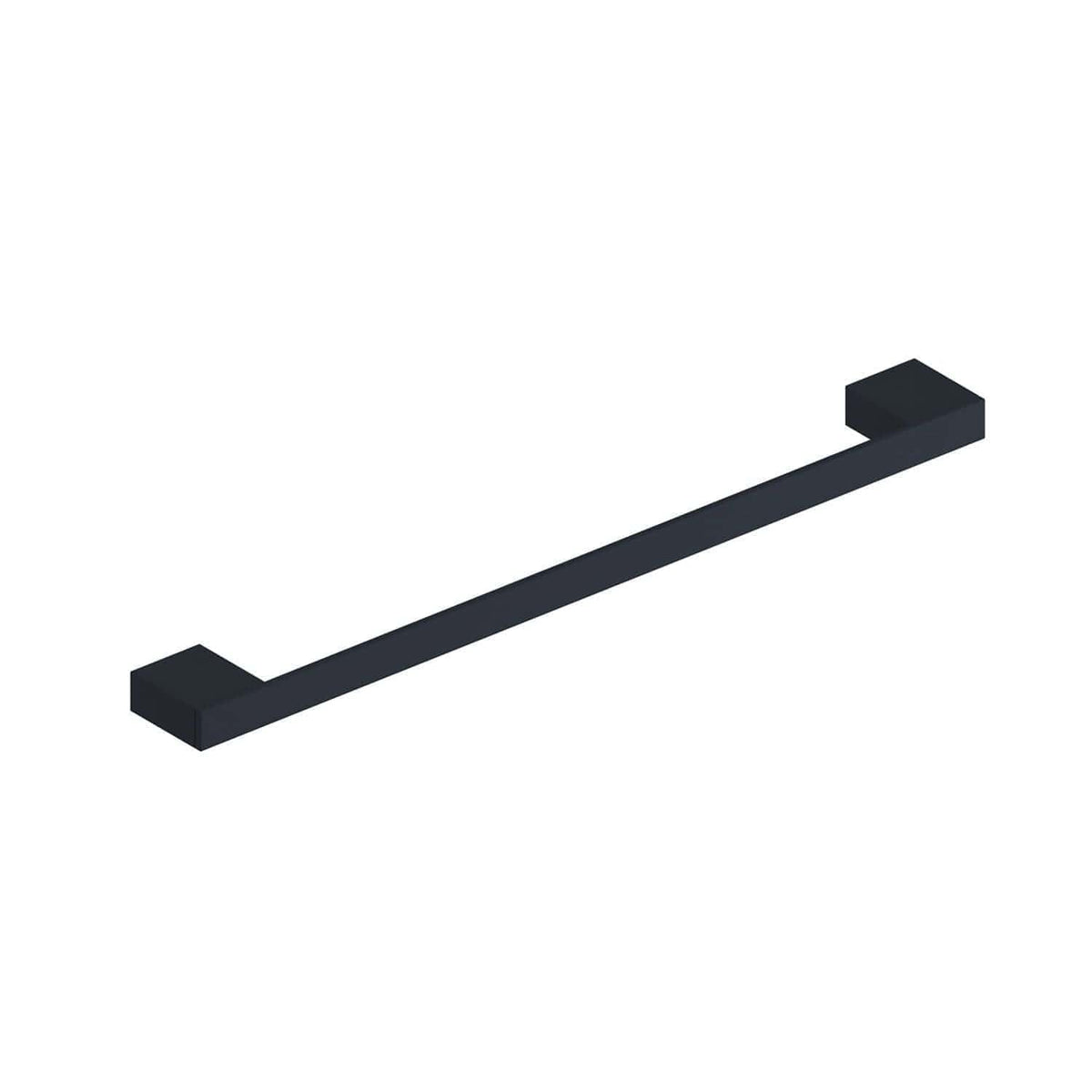 Sleek black modern bathroom towel bar with minimalist design, ideal for contemporary bathroom decor. Durable and easy to install, perfect for hanging towels and bathrobes.