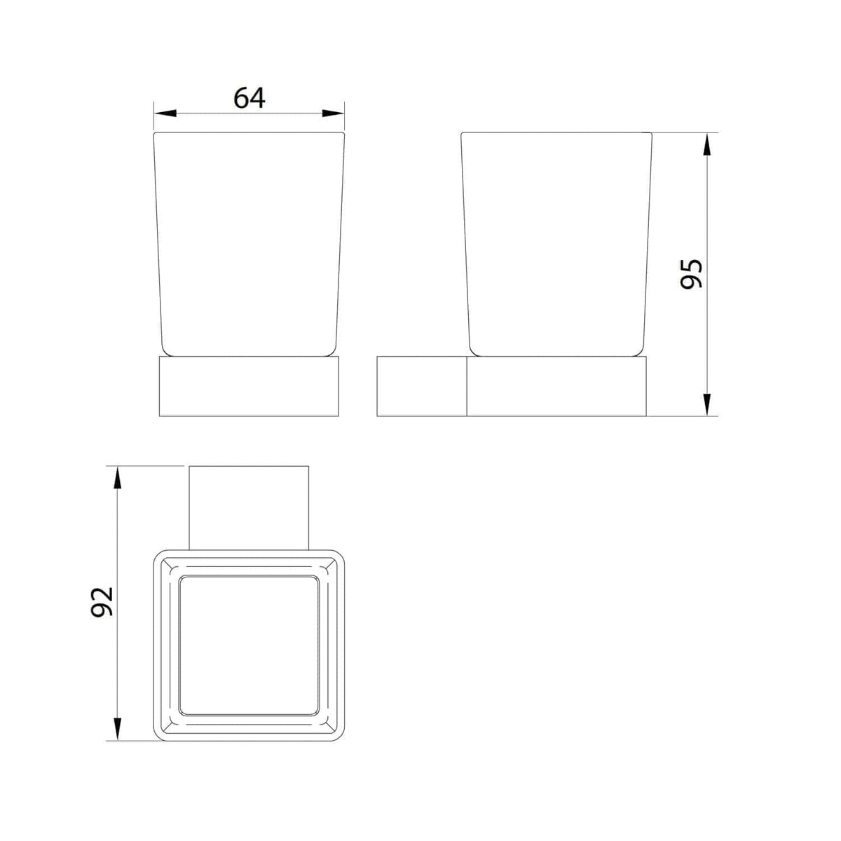 Sleek modern bathroom waste bin with dimensions 64cm x 95cm, designed for stylish bathroom organisation and waste disposal solutions. Perfect for contemporary bathroom decor.