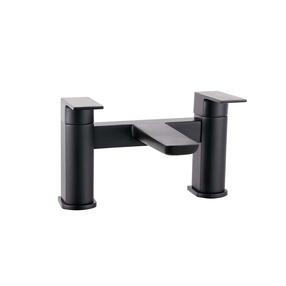 Sleek black modern bathroom sink tap with a minimalist design and sturdy build, perfect for contemporary bathroom renovations or upgrades.