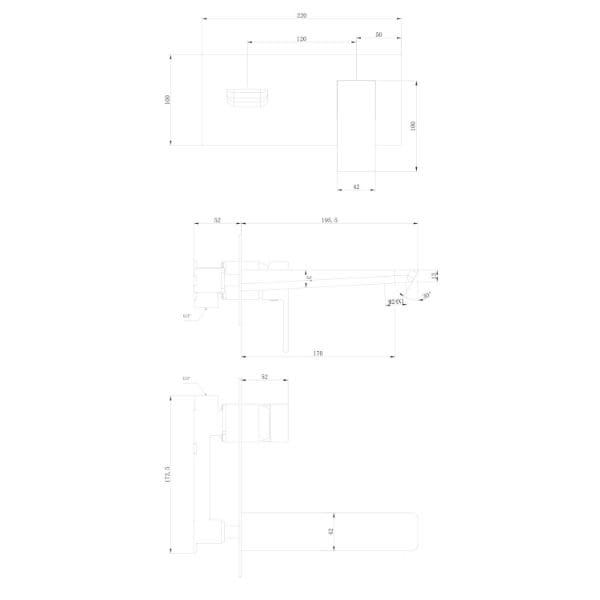 Elevated technical bathroom blueprint with precise measurements for custom design.