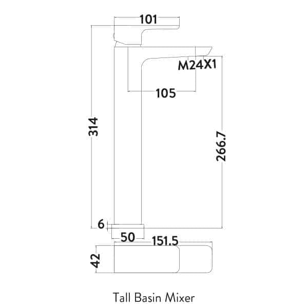 High-quality bathroom fixture technical diagram showing dimensions and specifications for bubly bathrooms products.