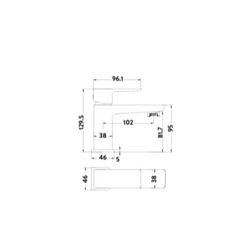 High-quality bathroom fixture technical drawing with precise measurements for custom bathroom design. Ideal for bathroom renovations, tiling, and installation planning by Bubly Bathrooms.