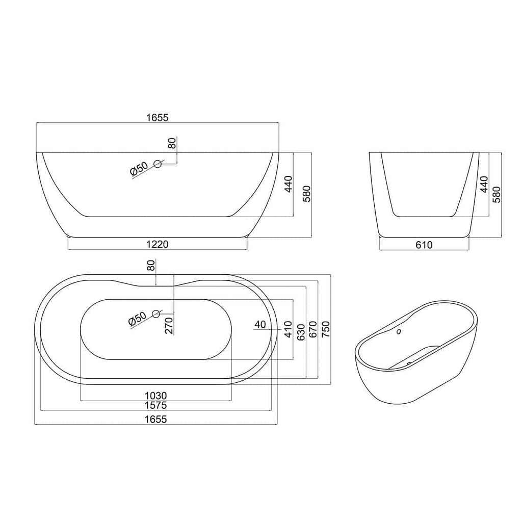 Sleek modern freestanding bathtub with elegant rounded design, detailed dimensions, perfect for contemporary bathroom renovation or luxury bathroom suite.