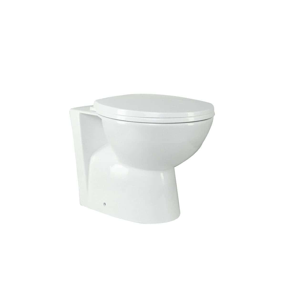 Modern white ceramic close-coupled toilet with soft-close seat, ideal for contemporary bathroom designs, offering style and hygiene.
