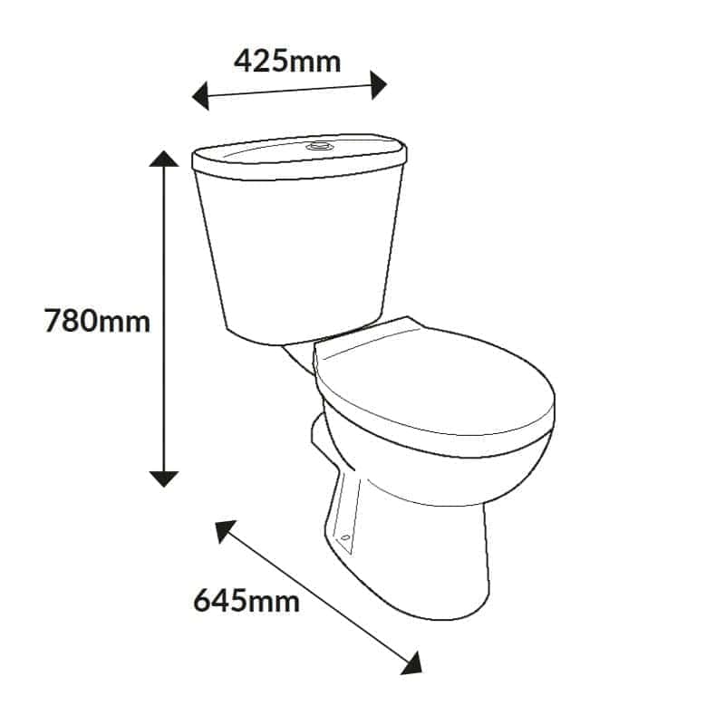 High quality modern toilet with precise measurements for bathroom renovation and design. Suitable for compact bathrooms, combining functionality and sleek aesthetics. Perfect for contemporary bathroom settings.