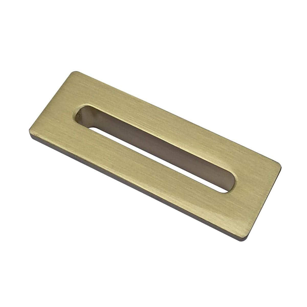 Brass bathroom faceplate for sliding door or cabinet, sleek and durable hardware fitting, modern design, essential bathroom accessory, high-quality material.