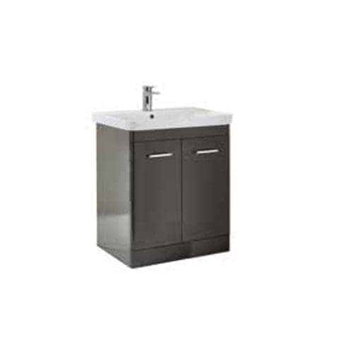Modern bathroom vanity unit with a sleek grey finish and white ceramic sink, perfect for contemporary Bublý bathrooms.