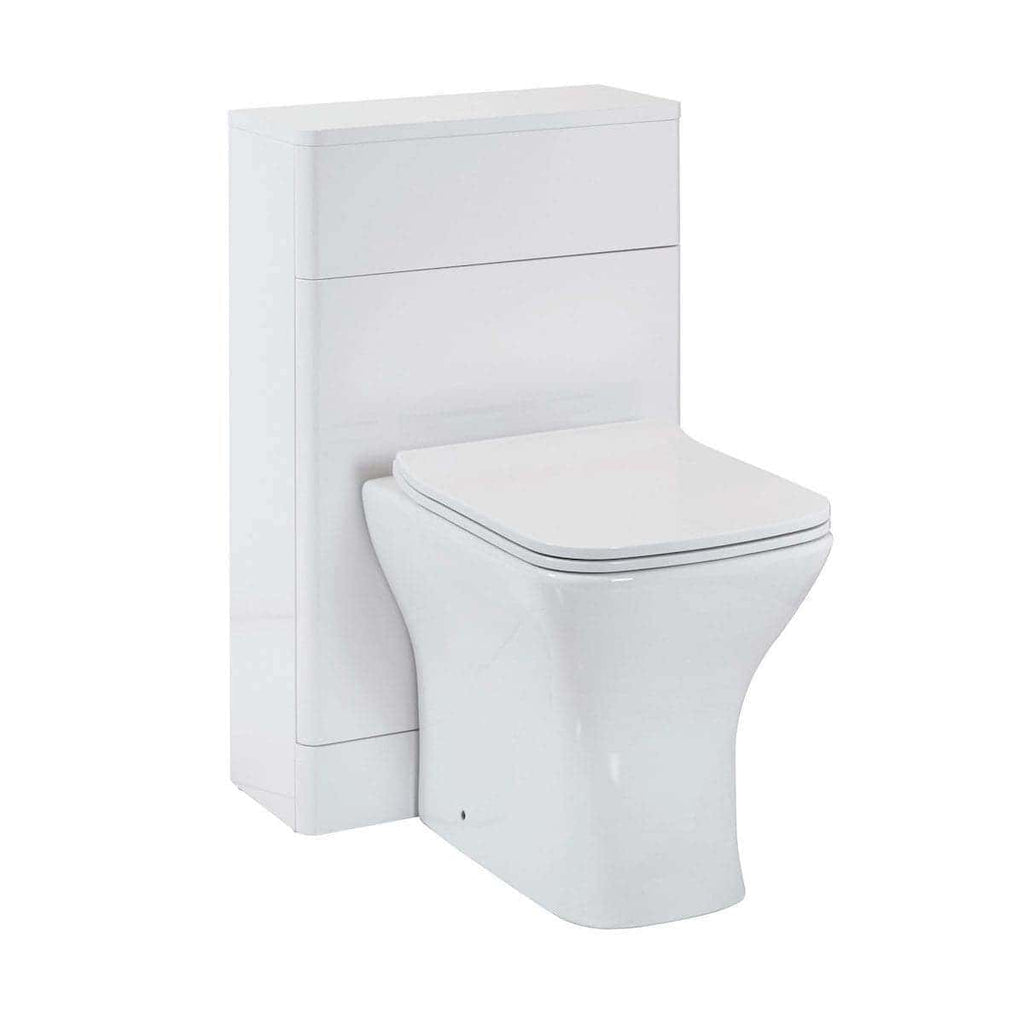 Sleek white modern toilet with concealed cistern, perfect for contemporary bathrooms and bathroom remodelling.