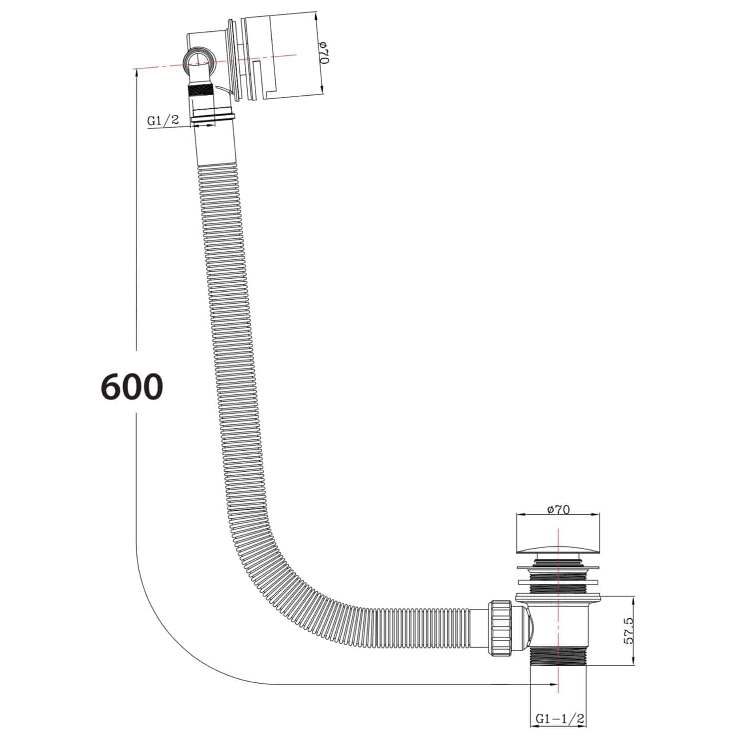 Flexible bathroom sink drain pipe with adjustable length and blue locknut, ideal for modern plumbing installations. Suitable for easy sink drainage and reliable connection.