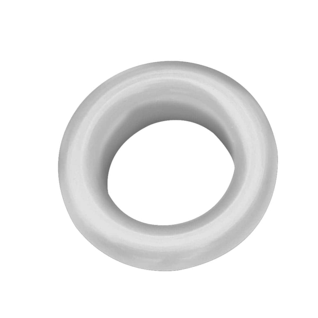 White rubber gasket for bathroom fittings, durable and flexible seal, essential for plumbing maintenance and leak prevention. Suitable for shower, sink, and toilet installations.