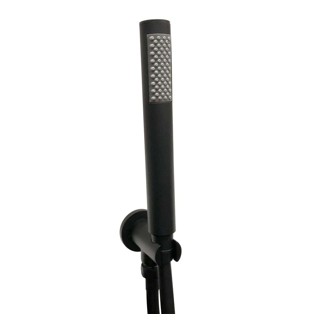 High-quality black handheld shower head with multi-function spray options, designed for modern bathrooms. Suitable for easy installation and optimal water flow.
