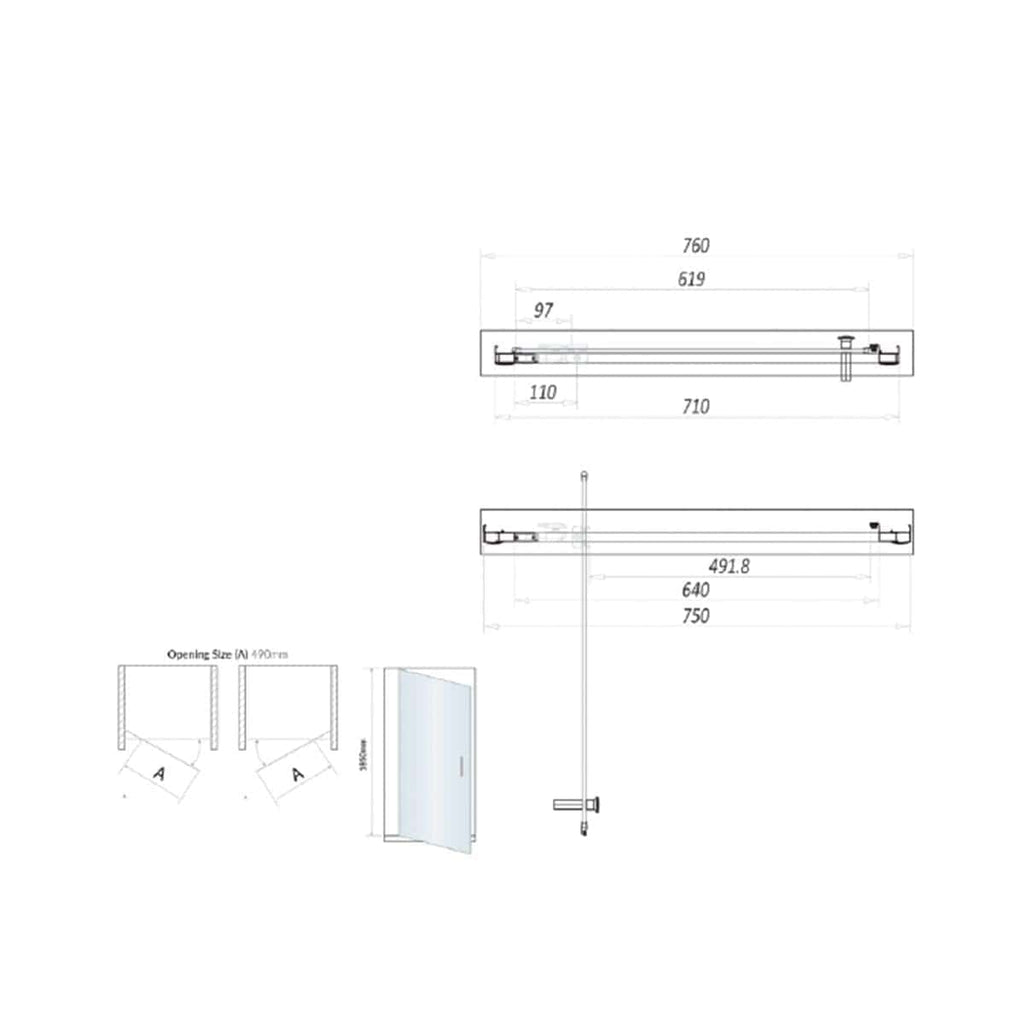 High-quality bathroom shower rail specifications with detailed dimensions, ideal for custom bathroom installations, featuring durable materials and sleek design for modern bathrooms.