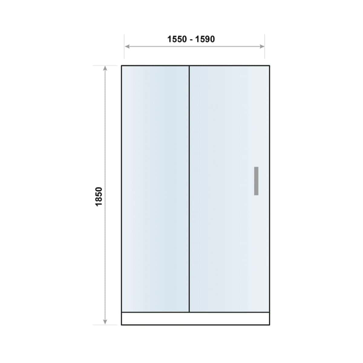 Stylish sliding wardrobe with 1550-1590mm width and 1850mm height, perfect for modern bathroom storage solutions, available at Bubly Bathrooms.