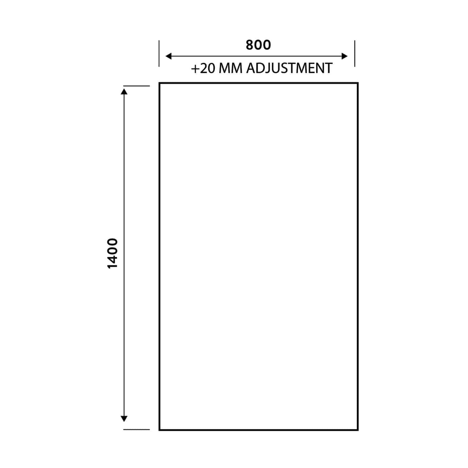 800mm bathroom mirror with 20mm height adjustment, modern and sleek design for contemporary bathrooms.