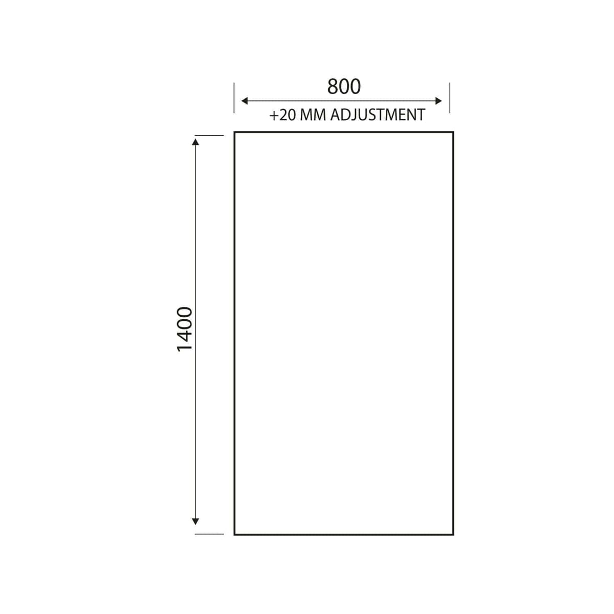High-resolution bathroom plan with detailed measurements of 1400mm by 800mm, showing adjustable layout features for custom bathroom design and installation.