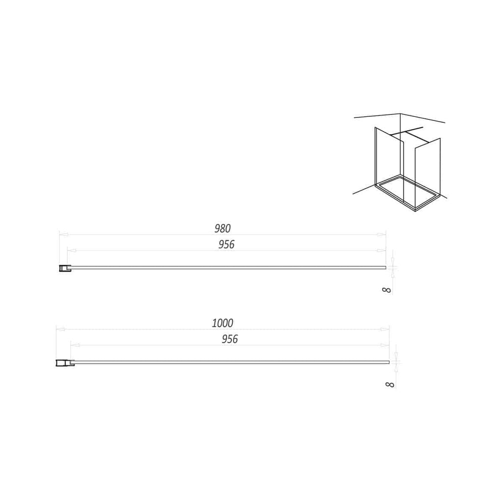 High-quality shower enclosure technical drawing for Bubly Bathrooms, featuring precise dimensions and modern design. Perfect for custom bathroom renovation projects in the UK.