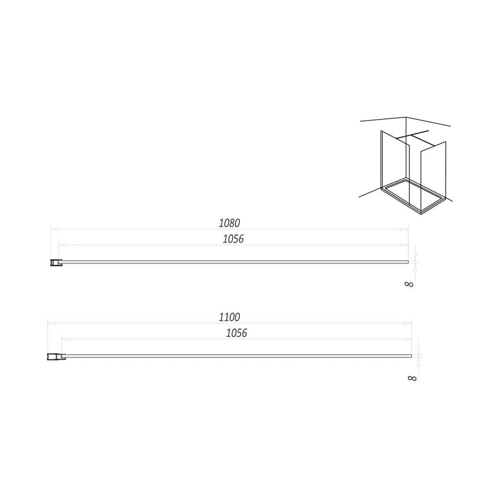 Elegant shower enclosure with precise dimensions, perfect for modern bathrooms, featuring clear glass panels and sleek corner design, ideal for enhancing shower space.