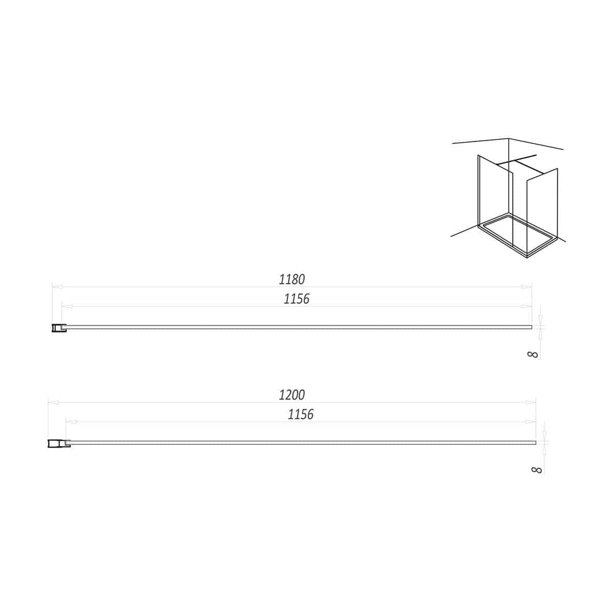 High-quality shower glass enclosure design with precise measurements and technical drawings for modern bathroom renovations. Perfect for custom bathroom glass shower installations.