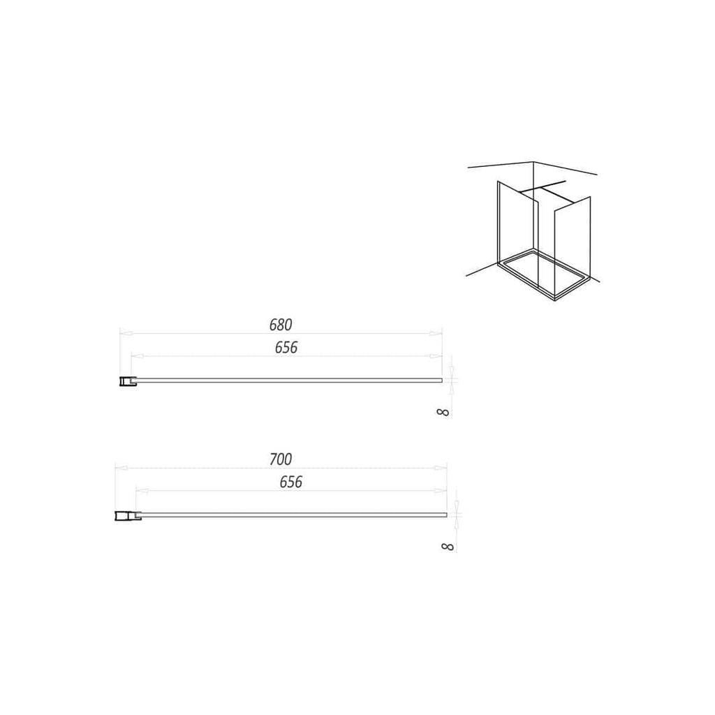 Aluminium shower screen enclosure with precise measurements, ideal for modern bathroom renovations. Designed by Bubly Bathrooms for a sleek, water-resistant shower area.