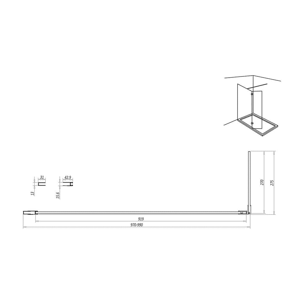 Elegant walk-in shower enclosure with clear glass panels, modern black frame, and sleek design perfect for contemporary bathrooms. Features adjustable dimensions and easy installation for a stylish upgrade.