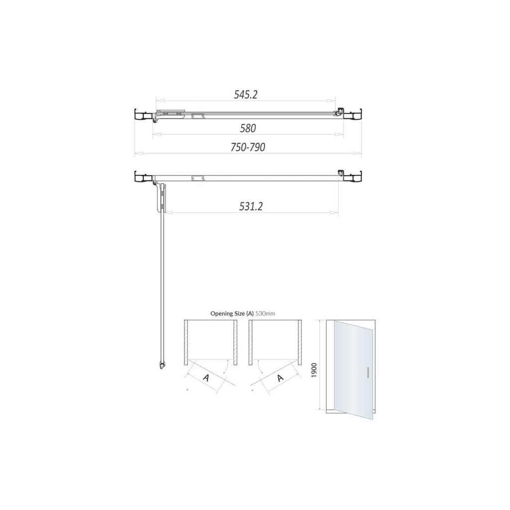Aluminium shower door with adjustable width and sleek handle design, perfect for modern bathrooms. Customisable size options and high-quality craftsmanship for a stylish, functional shower enclosure.