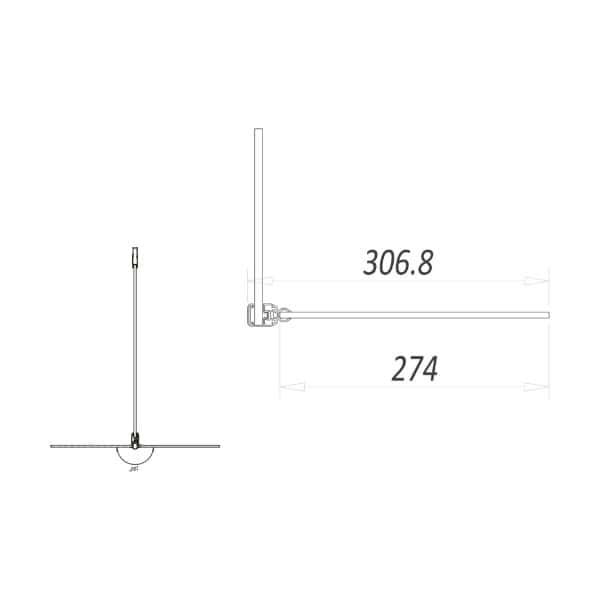 A detailed technical drawing of bathroom plumbing component with precise measurements for custom bathroom designs.